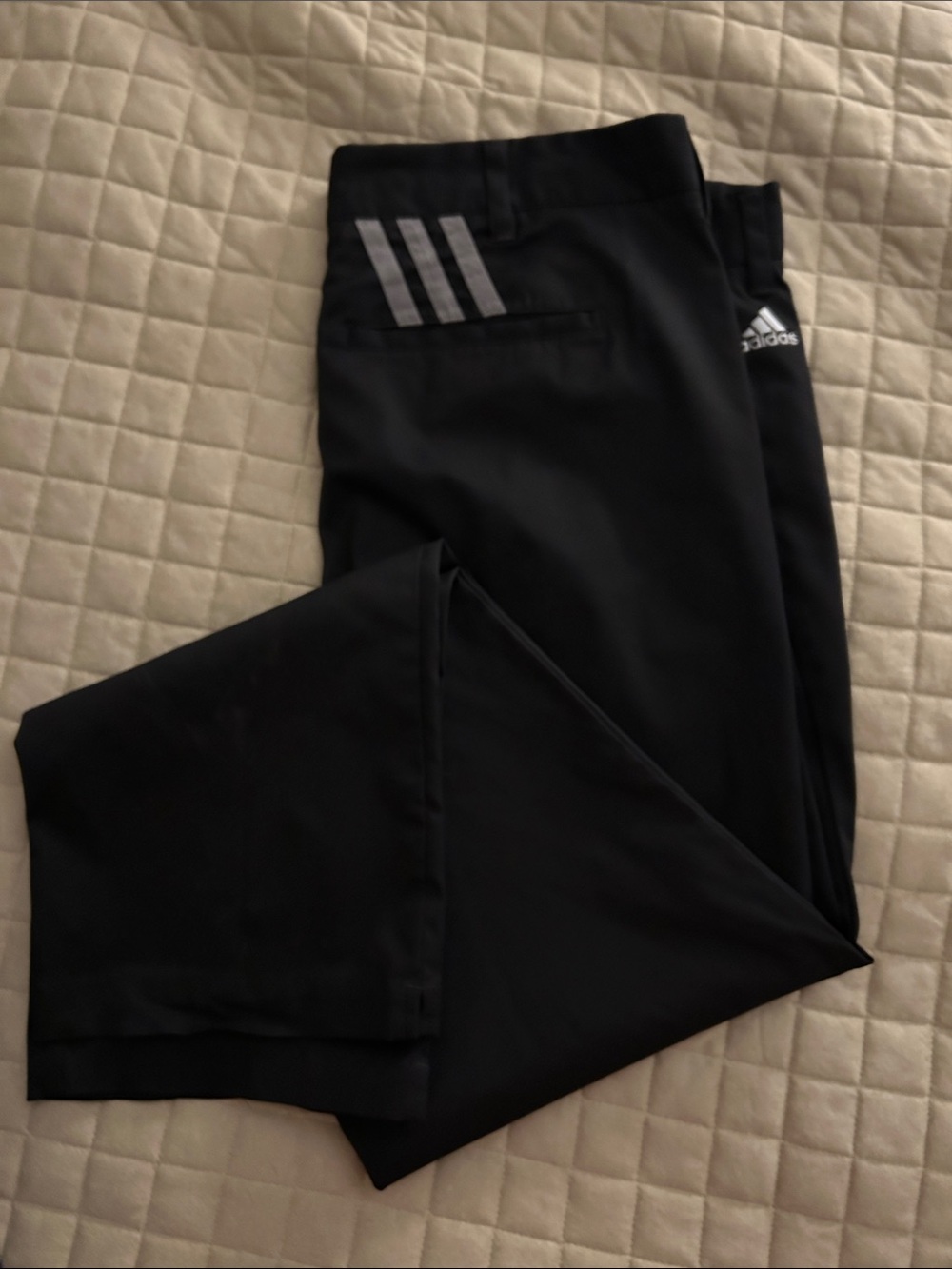 adidas Black Men's Track Pants with Signature 3-Stripes golf pant